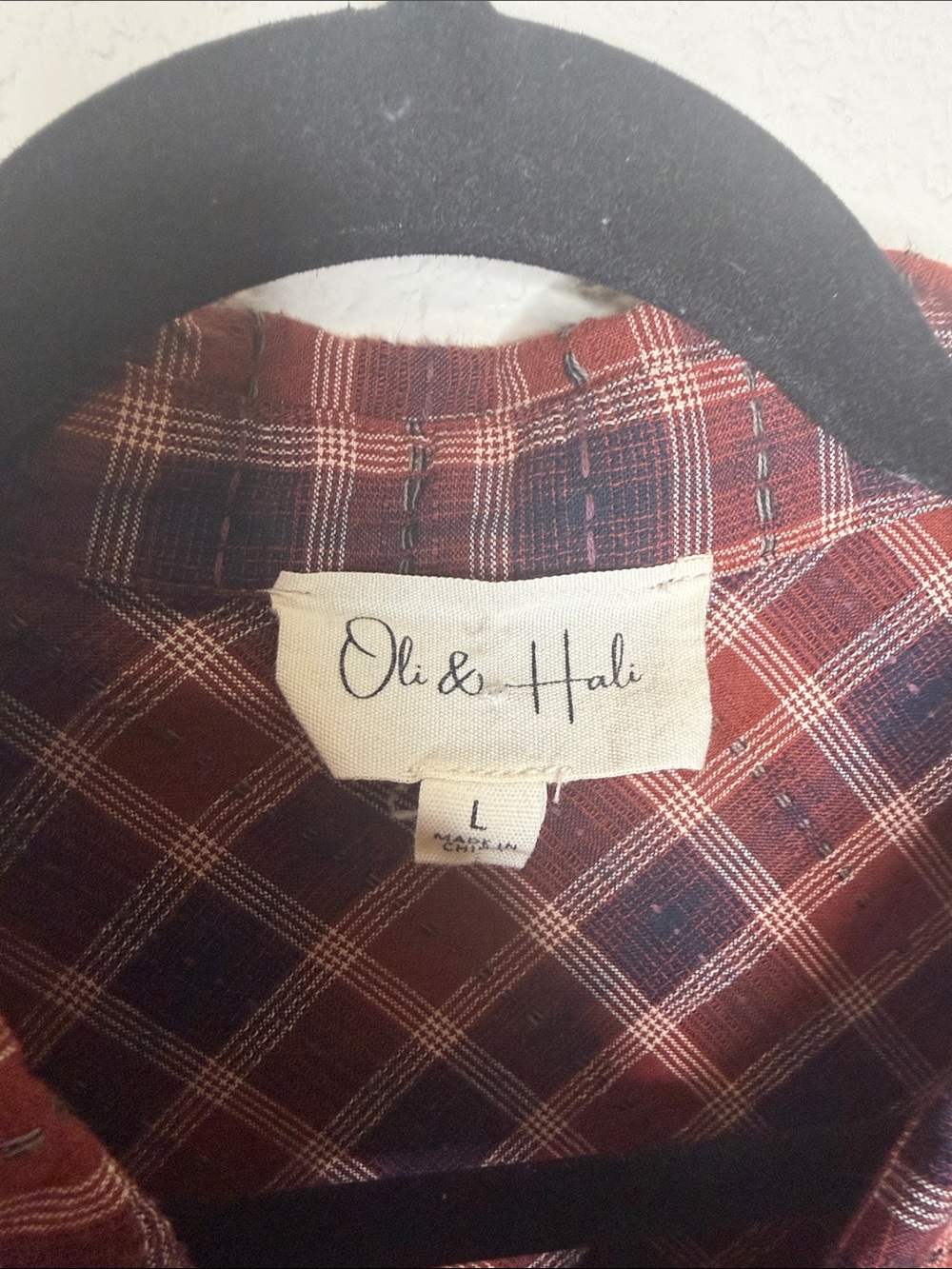 Oli & Hali | Women’s Boho Mixed Media Plaid Flannel Shacket Floral Detail Size L - Picture 5 of 8